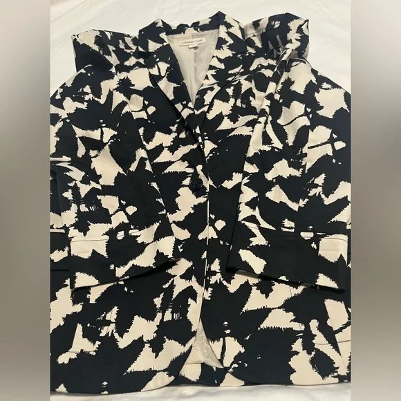 Coldwater Creek Women’s Black & White LS One Button Abstract Blazer Size 14 - Picture 15 of 16